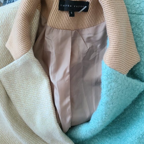 English Factory Turquoise and Tan Full Length Coat - Picture 13 of 16